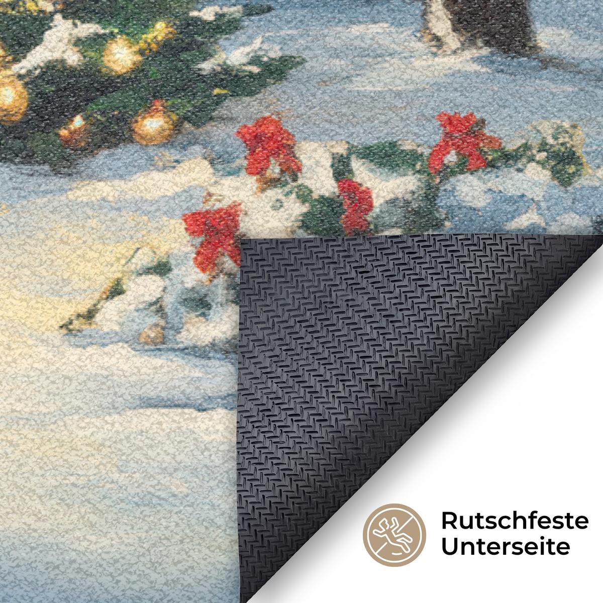 FUSSMATTE Weihnachten - Weihnachtsbaum - Winter - Zuhause - Schnee Schmutzfänger 120x80 cm - Multicolor, Kunststoff (120/0.4cm) - MuchoWow
