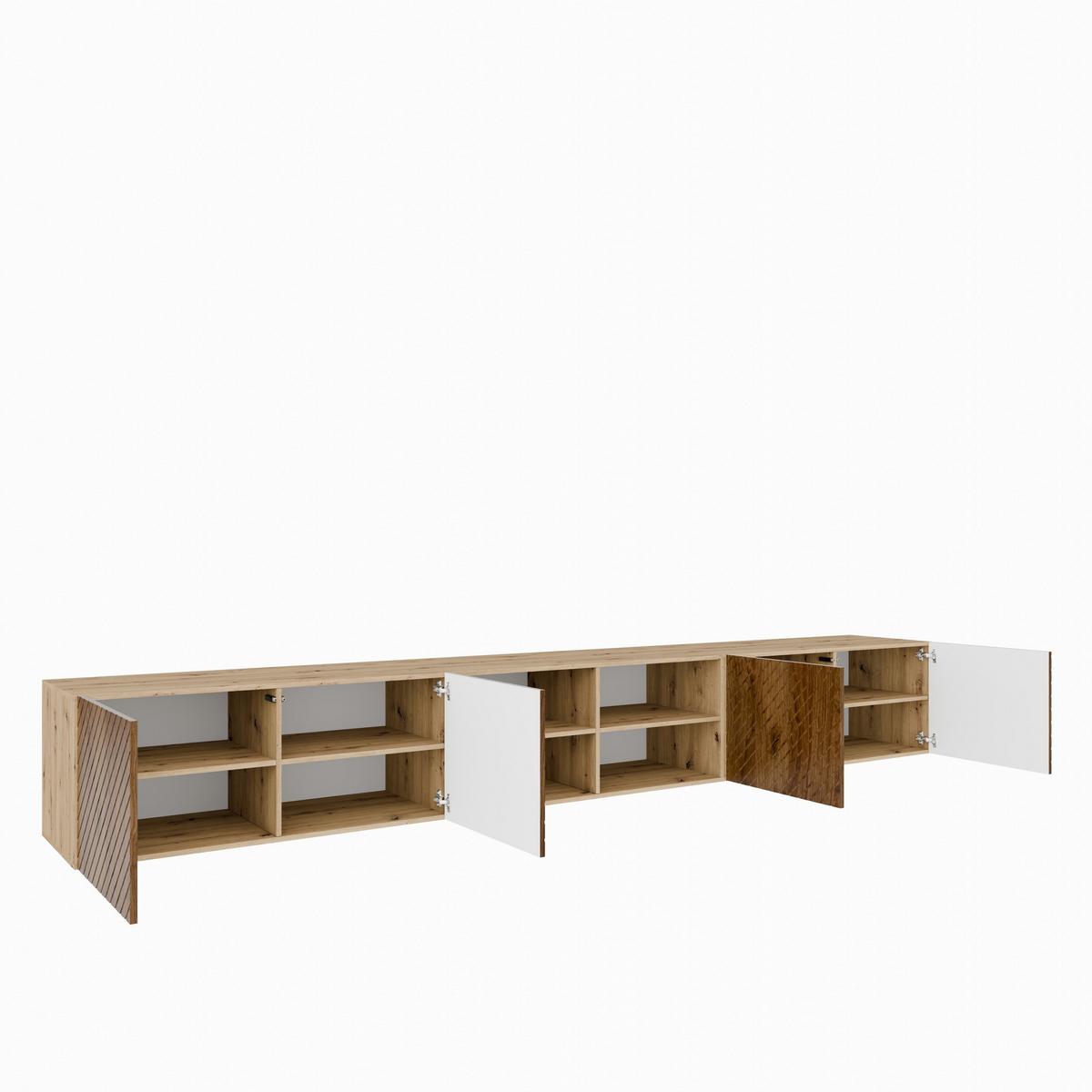 LOWBOARD CAVA 300/41/40 cm, Hängender TV-Schrank Eiche Artisan / Eichefarben - Eichefarben/Braun, Holzwerkstoff (300/41/40cm) - MASSENO