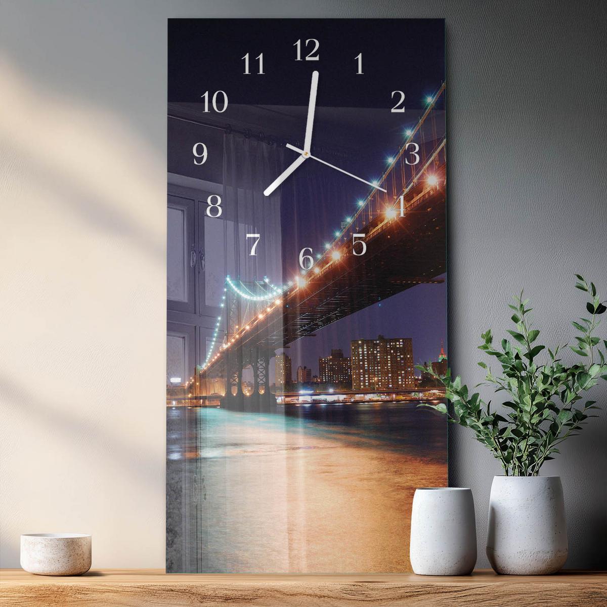 WANDUHR aus Glas 30x60 cm - Brücke - Multicolor, Glas (30/60/0.4cm) - TULUP