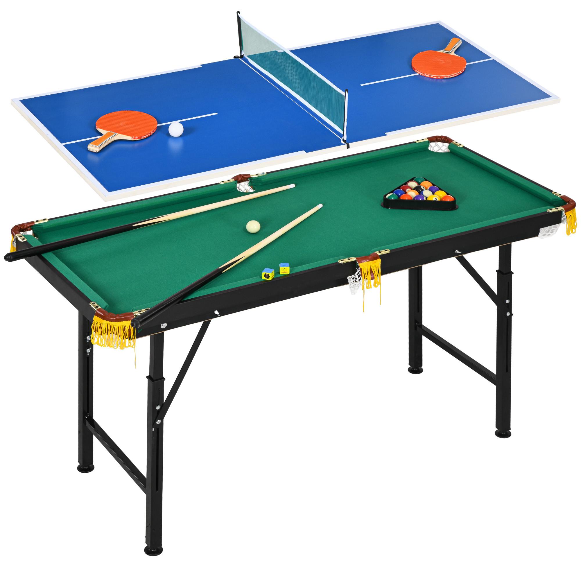 MULTIGAME Spieletisch Multifunktionstisch inkl. Tischtennis Billardtisch Grün - Blau, Holzwerkstoff (63/140cm) - SPORTNOW