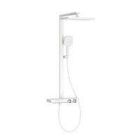 ÜBERKOPFBRAUSESET mit Thermostat Einstellbarer Durchfluss 4-Strahl Mattweiß - Weiß, Metall (40.2/105/57.3cm) - EMKE