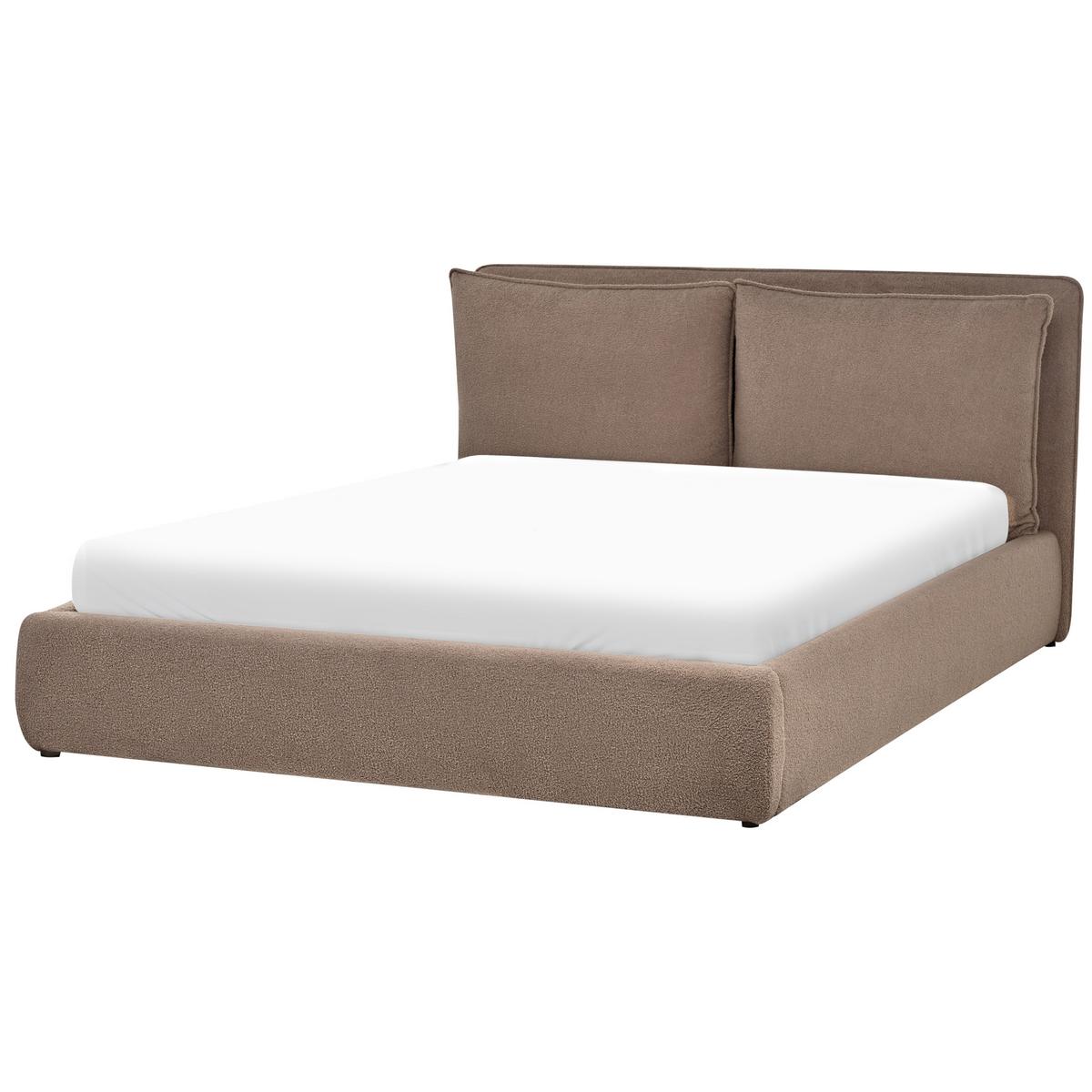 BETT mit Stauraum 160x200 cm Beige Bajonna - Taupe, Textil (160/200cm) - Beliani