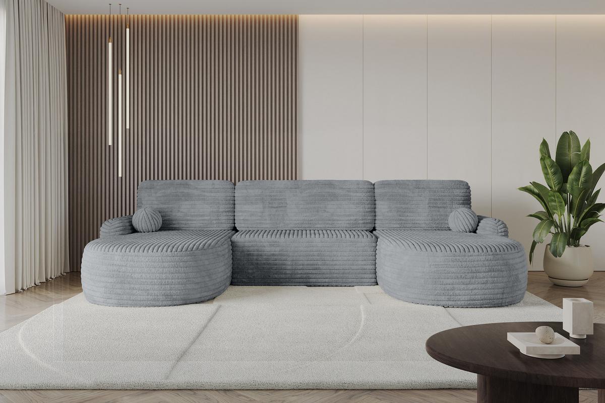 WOHNLANDSCHAFT mit Schlaffunktion und Bettkasten LIRA-U - 335x172x89 Dunkelgrau - Dunkelgrau, Holzwerkstoff/Textil (335/89/172cm) - ALTDECOR