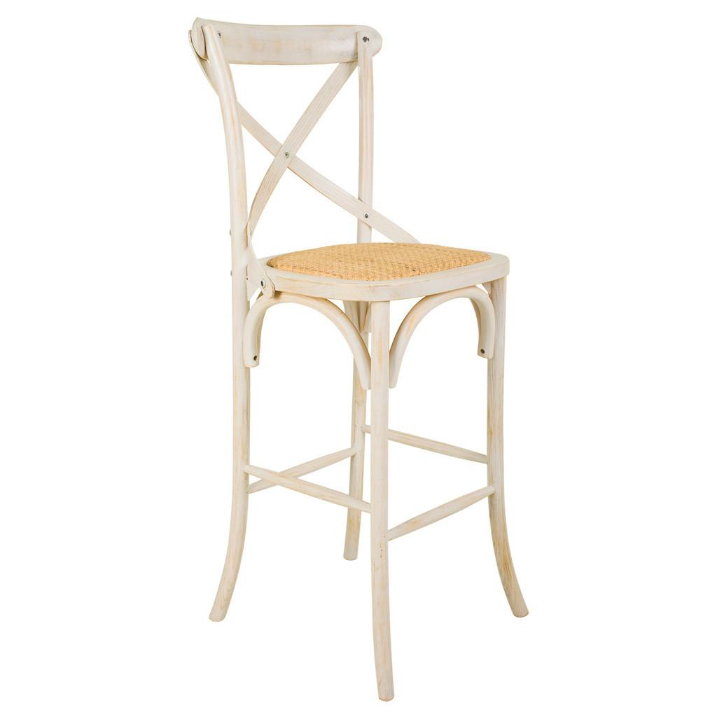 HOCKER aus Holz und Rattan, weiß, 45x53x75cm - Weiß, Holz (45/116/53cm) - Wanderlust