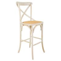 HOCKER aus Holz und Rattan, weiß, 45x53x75cm - Weiß, Holz (45/116/53cm) - Wanderlust