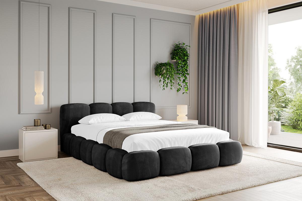 POLSTERBETT mit Bettkasten und Lattenrost, Bett mit Matratze H3/H4 - KALA-v1 180x200 Schwarz - Schwarz, Holzwerkstoff/Textil (180/200cm) - ALTDECOR