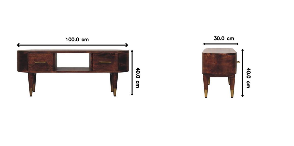 MEDIENKONSOLE mit Wine-Wood-Oak-Finish, 2 Schubladen, 1 offene Ablage, dunkelbraun - Dunkelbraun, Holz (100/40/30cm) - Artisan Furniture