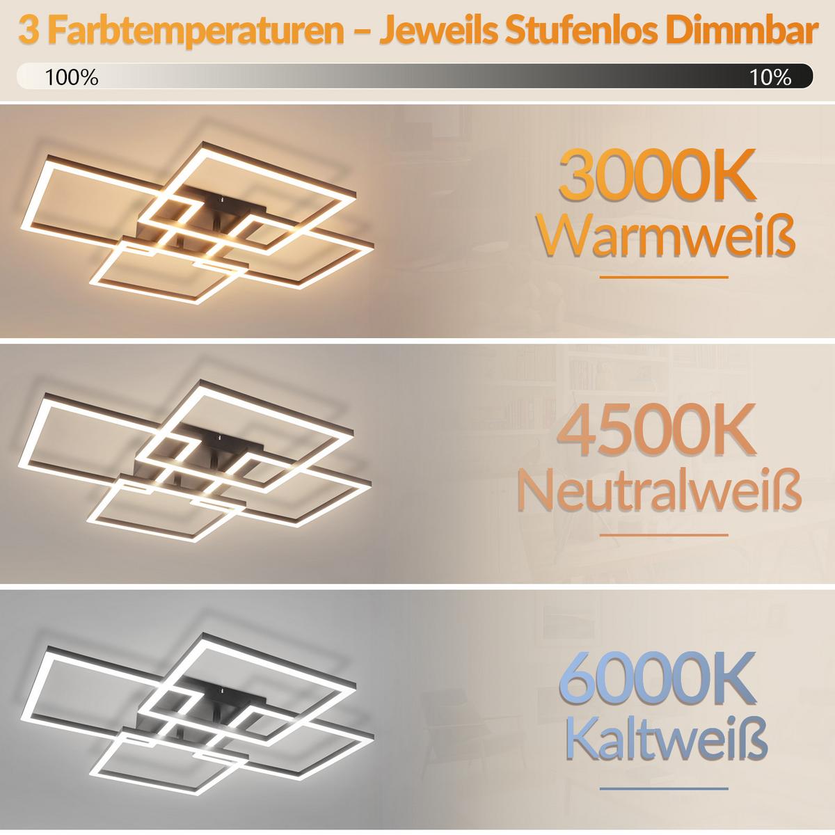 LED DECKENLEUCHTE Sylvex 58/58/6.7 cm - Schwarz, Kunststoff (58/58/6.7cm) - ZMH