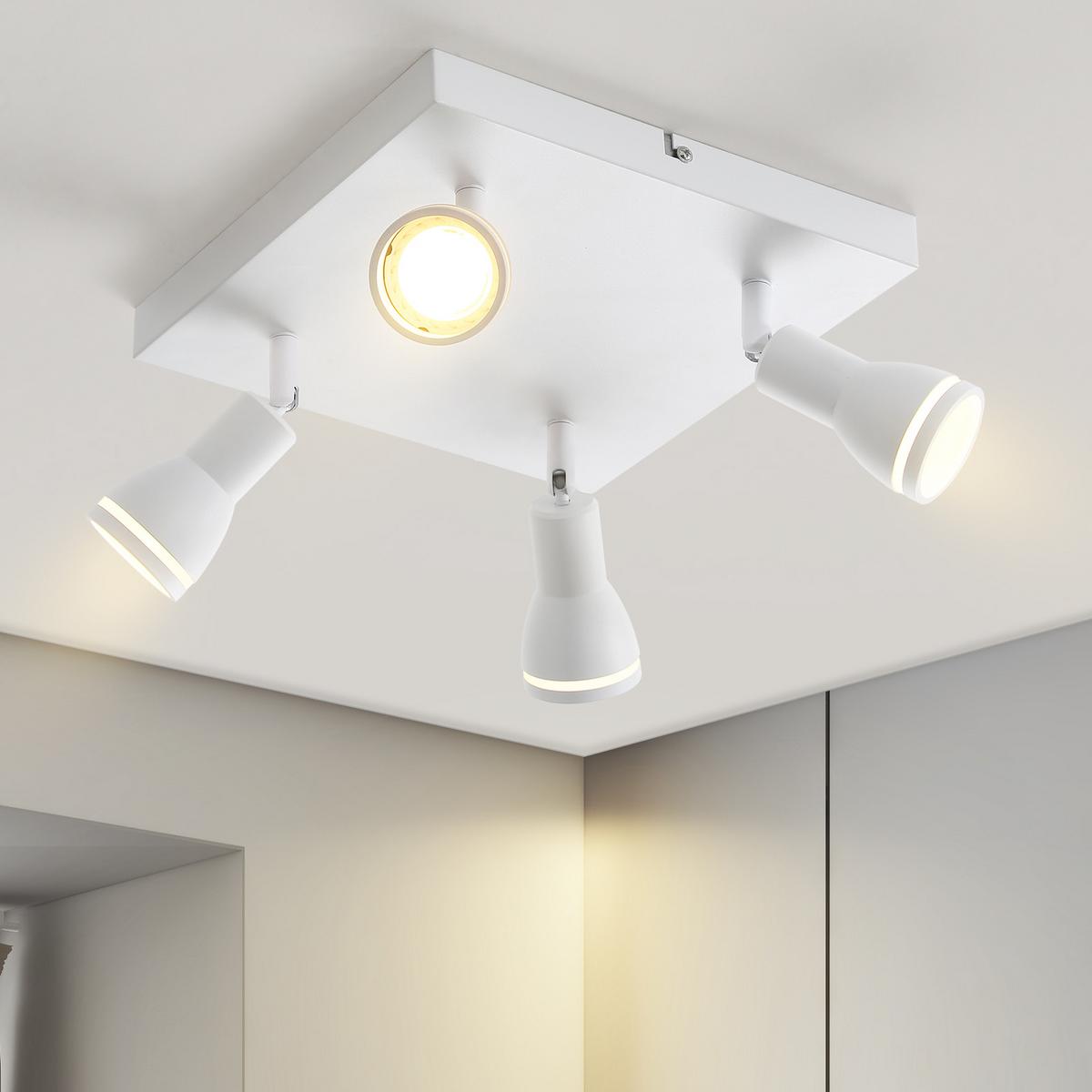 DECKENSTRAHLER Aalen 4-flammig 25/25/15.7 cm - Weiß, Metall (25/25/15.7cm) - Nettlife