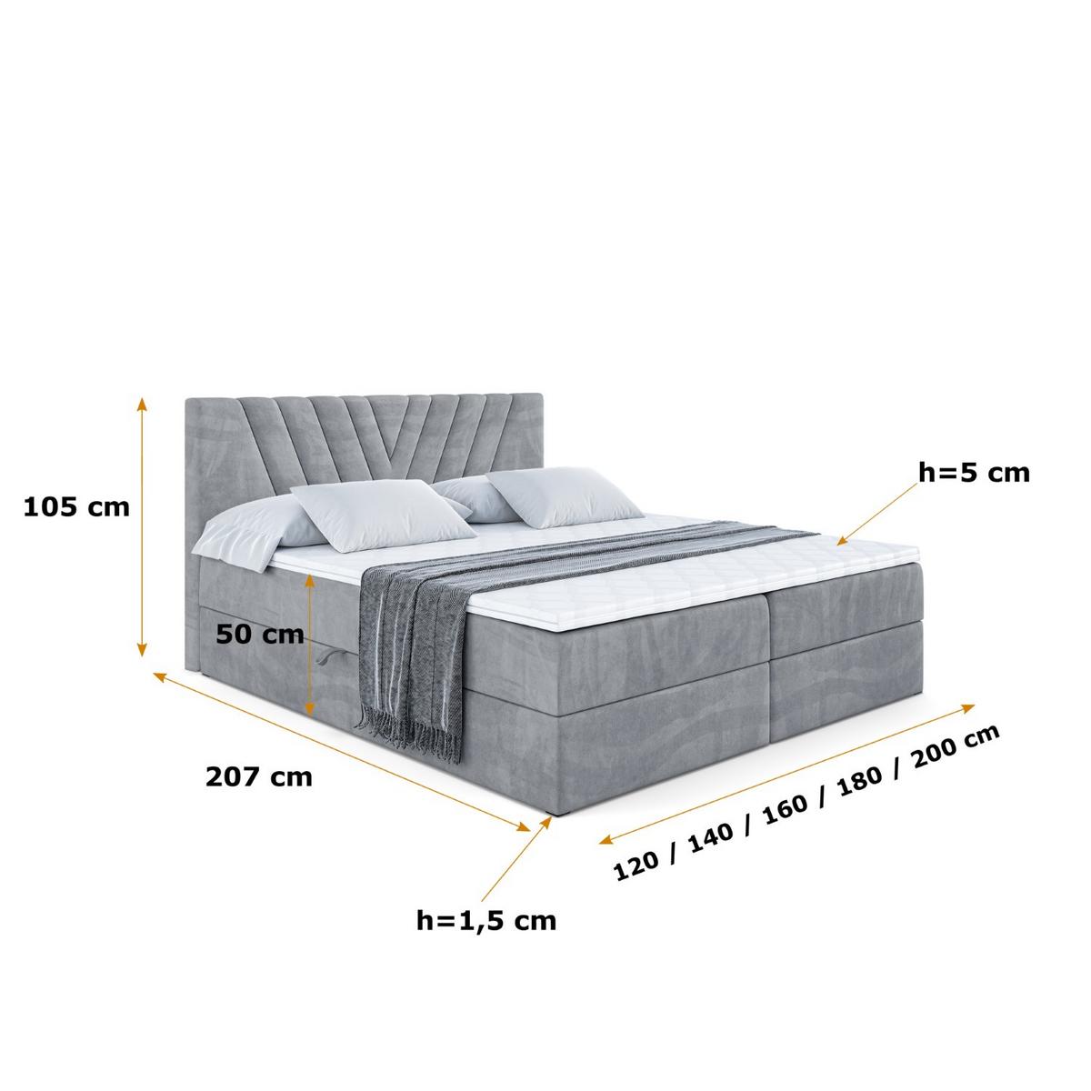 BOXBETT mit Matratze H3 und Lattenrost - ERNINA - 140x200 cm Grau - Grau, Holzwerkstoff (140/200cm) - ALTDECOR
