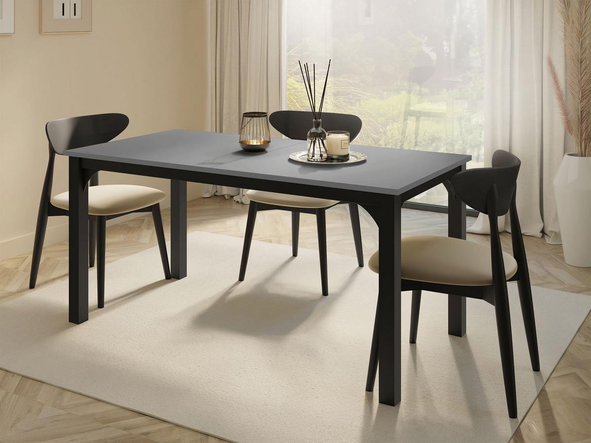 ESSTISCH Focus 160 - Schwarz/Grau, Holzwerkstoff/Metall (90/160/76cm) - MIRJAN24