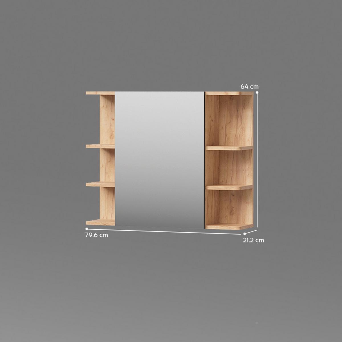 BADSPIEGELSCHRANK Fucino Goldkraft Eiche 79.6 x 64 cm - Honigeiche, Holzwerkstoff (79.6/64/21.2cm) - Livinity®