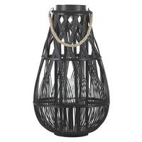 LATERNE Schwarz Tonga - Schwarz, Holz (34/56/34cm) - Beliani