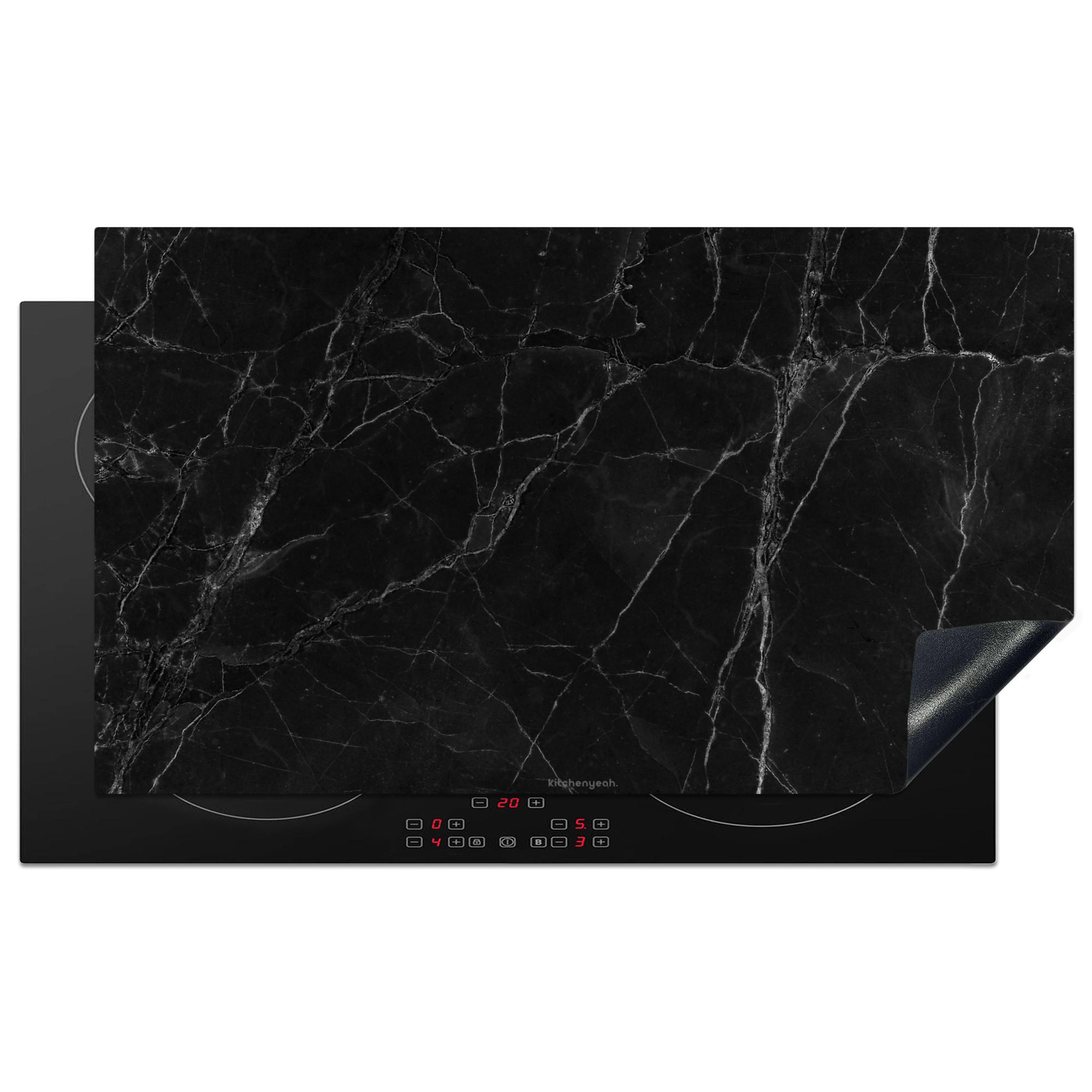 HERDABDECKPLATTE Schwarz - Marmor Ceranfeldabdeckung 90x52 cm - Schwarz, Kunststoff (90/52/0.2cm) - MuchoWow