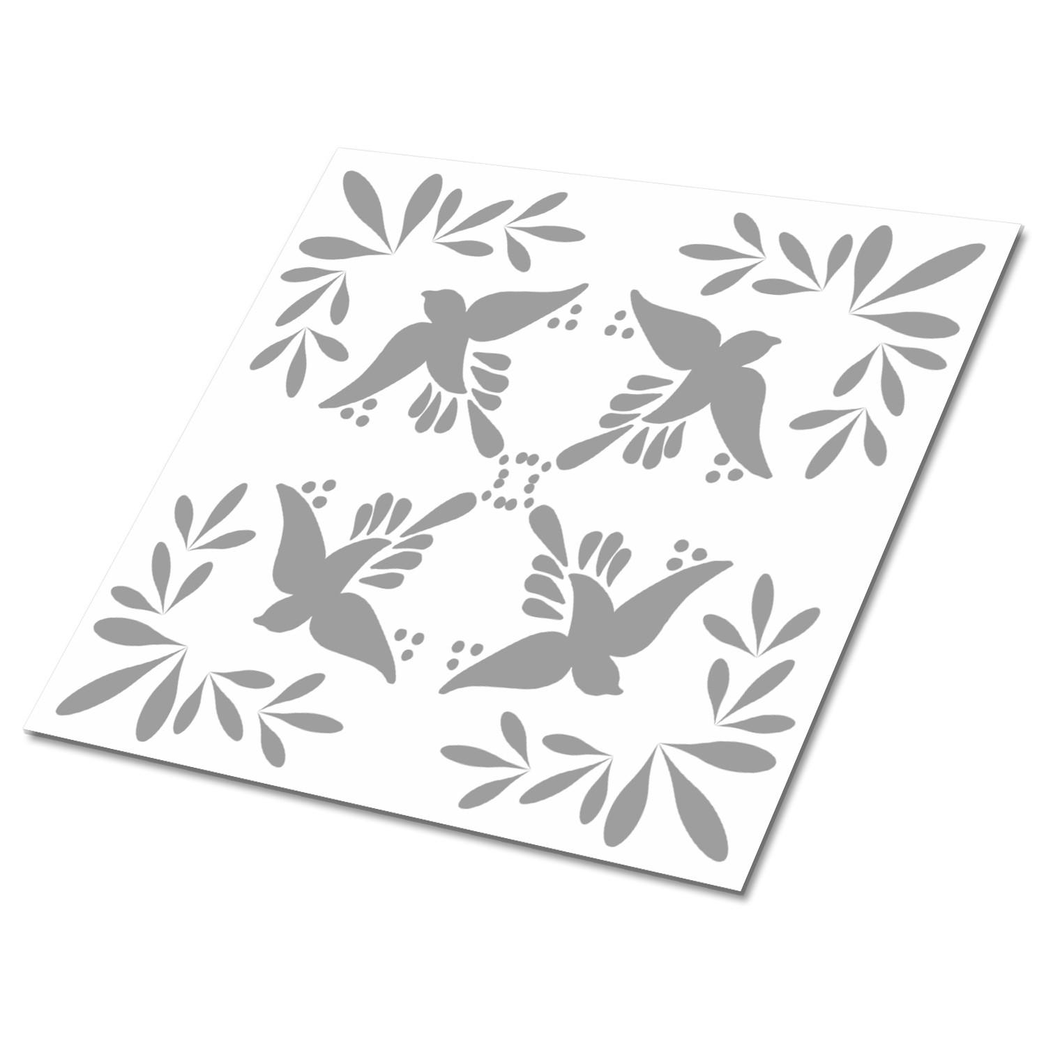 FLIESENAUFKLEBER 9 Stück 30x30 cm selbstklebend Vögel - Grau, Textil (30/1.6/30cm) - TULUP