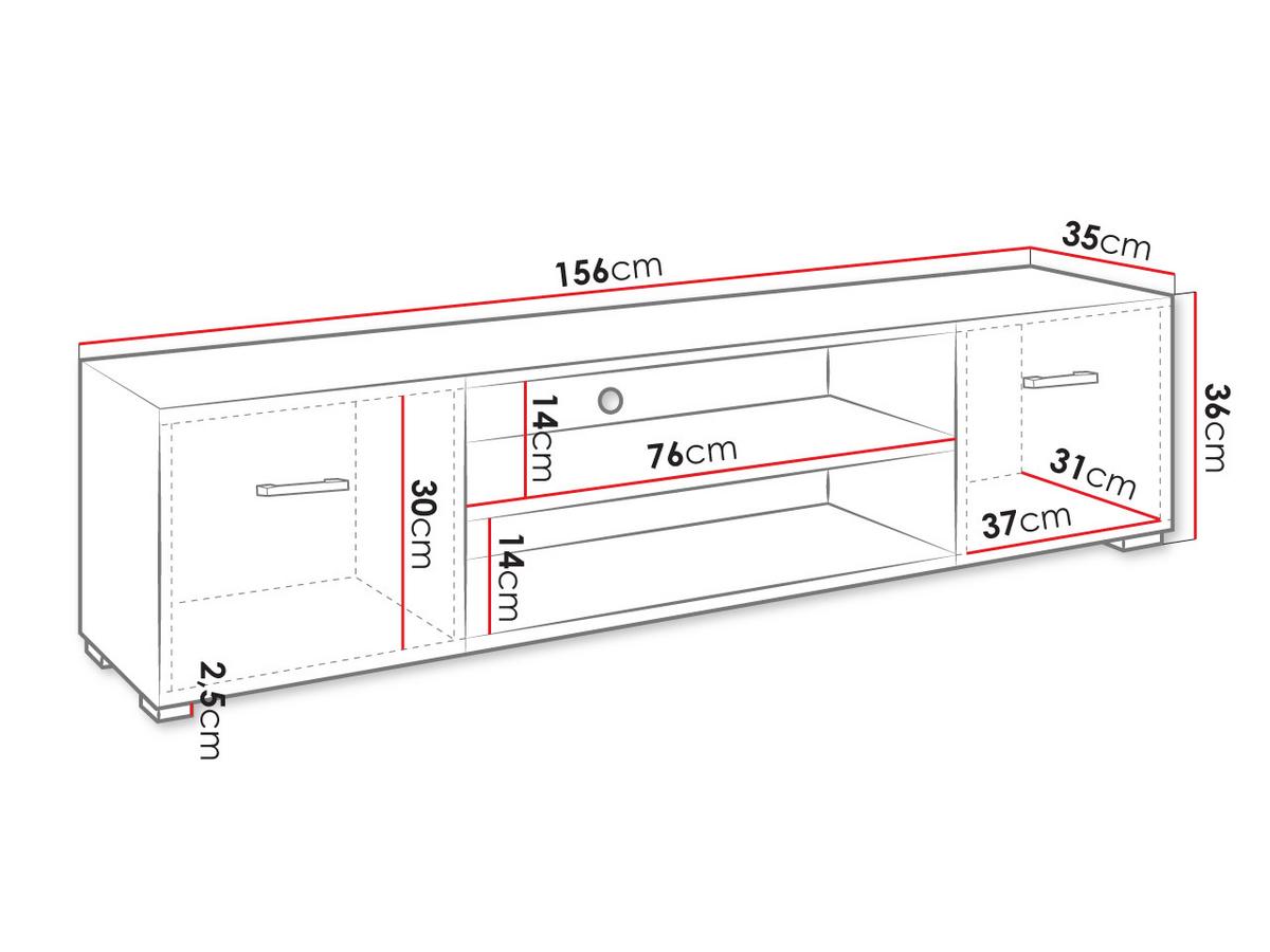 TV-ELEMENT Gimren 2D - Hellgrau/Weiß, Holzwerkstoff/Kunststoff (156/36/35cm) - MIRJAN24