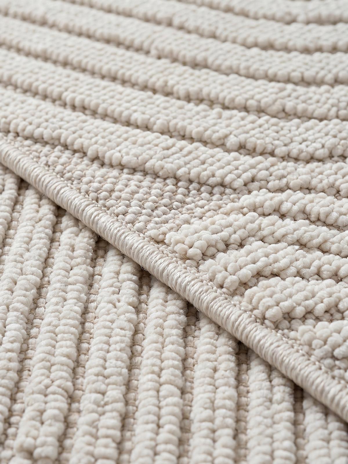 TEPPICH Flachgewebe LANGAU in Creme, mit geometrischen Bögen, 80 x 250 cm - Beige, Textil (250/80cm) - KADIMA DESIGN