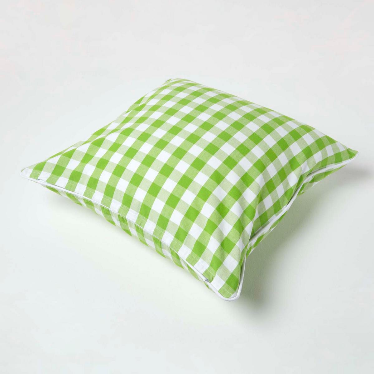 KISSENHÜLLE Karo-Muster 60/60 cm, 100% Baumwolle - Grün, Textil (60/60cm) - Homescapes