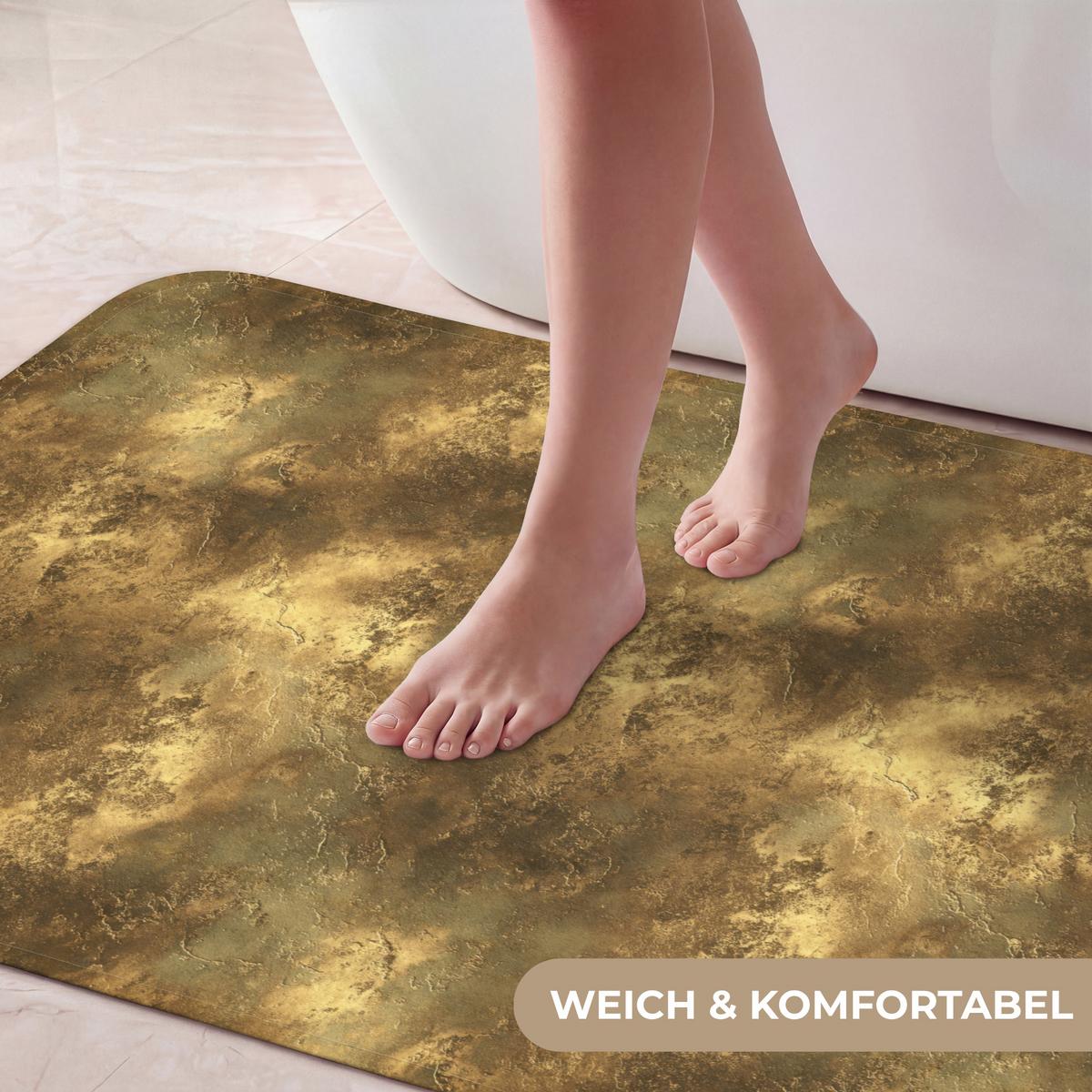 BADEMATTE Antik - Metallic-Look - Gold 120x60 cm - Goldfarben, Textil (120/60cm) - OnlyWow