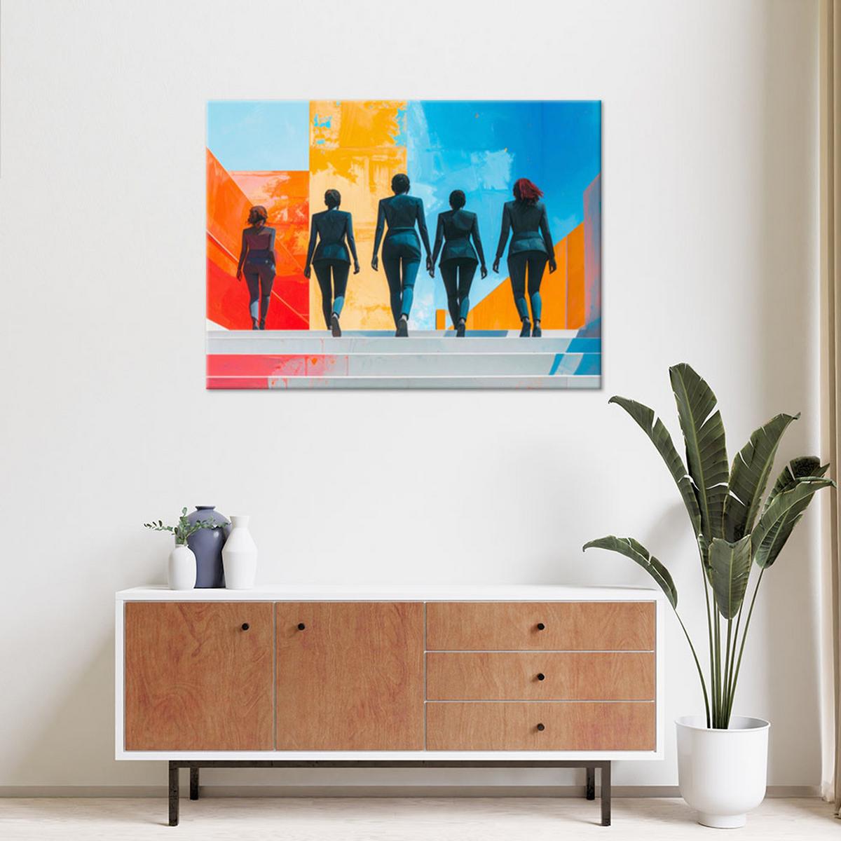 LEINWANDBILD Figuren Menschen Bunt Abstrakt 120x80cm - Multicolor, Textil (120/80cm) - Feeby