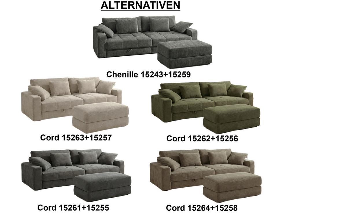 BIG-SOFA mit 2 Bettkästen, viel Stauraum, B274/T113/H84 cm, Liegefläche 103x241 cm, Cord Braun Taupe / 15264 - Schwarz/Braun, Kunststoff/Textil (284/84/113cm) - luma-home