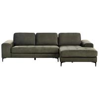 ECKSOFA 4-Sitzer Samtstoff Dunkelgrün linksseitig Kiruna - Schwarz/Grün, Textil (290/148cm) - Beliani