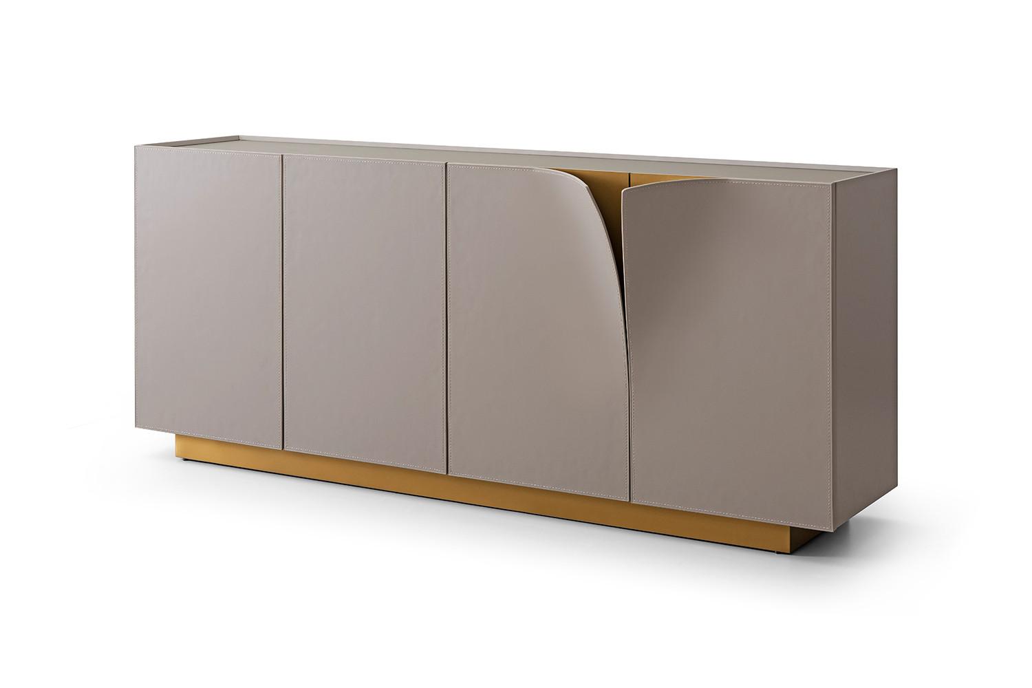 SIDEBOARD EMMA Grau Holz - Messingfarben/Braun, Holz/Metall (180/78/42cm) - KAWOLA