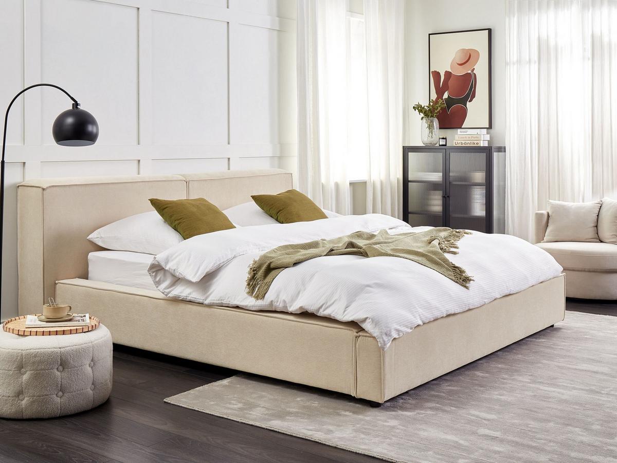 POLSTERBETT 180/200cm Beige Linards - Beige, Naturmaterialien/Textil (180/200cm) - Beliani