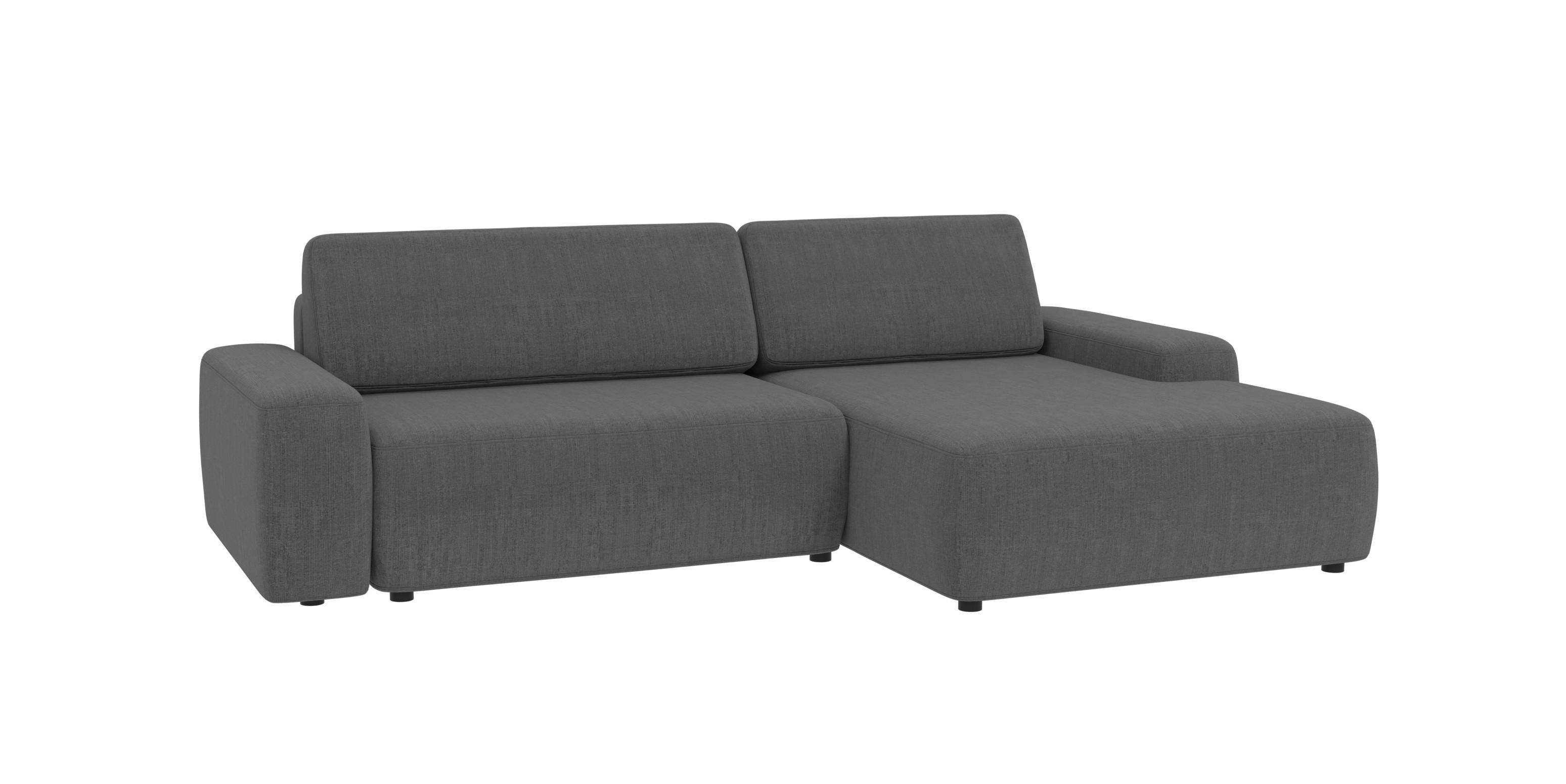 ECKSOFA Lopez Grau Samt-Stoff - Schwarz/Grau, Holz/Kunststoff (264/162cm) - S-Style