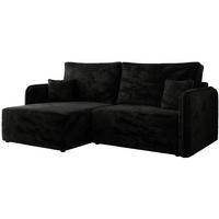 ECKSCHLAFSOFA MESTO L Schwarz Plüsch - links - Schwarz, Kunststoff/Textil (227/147cm) - MKS