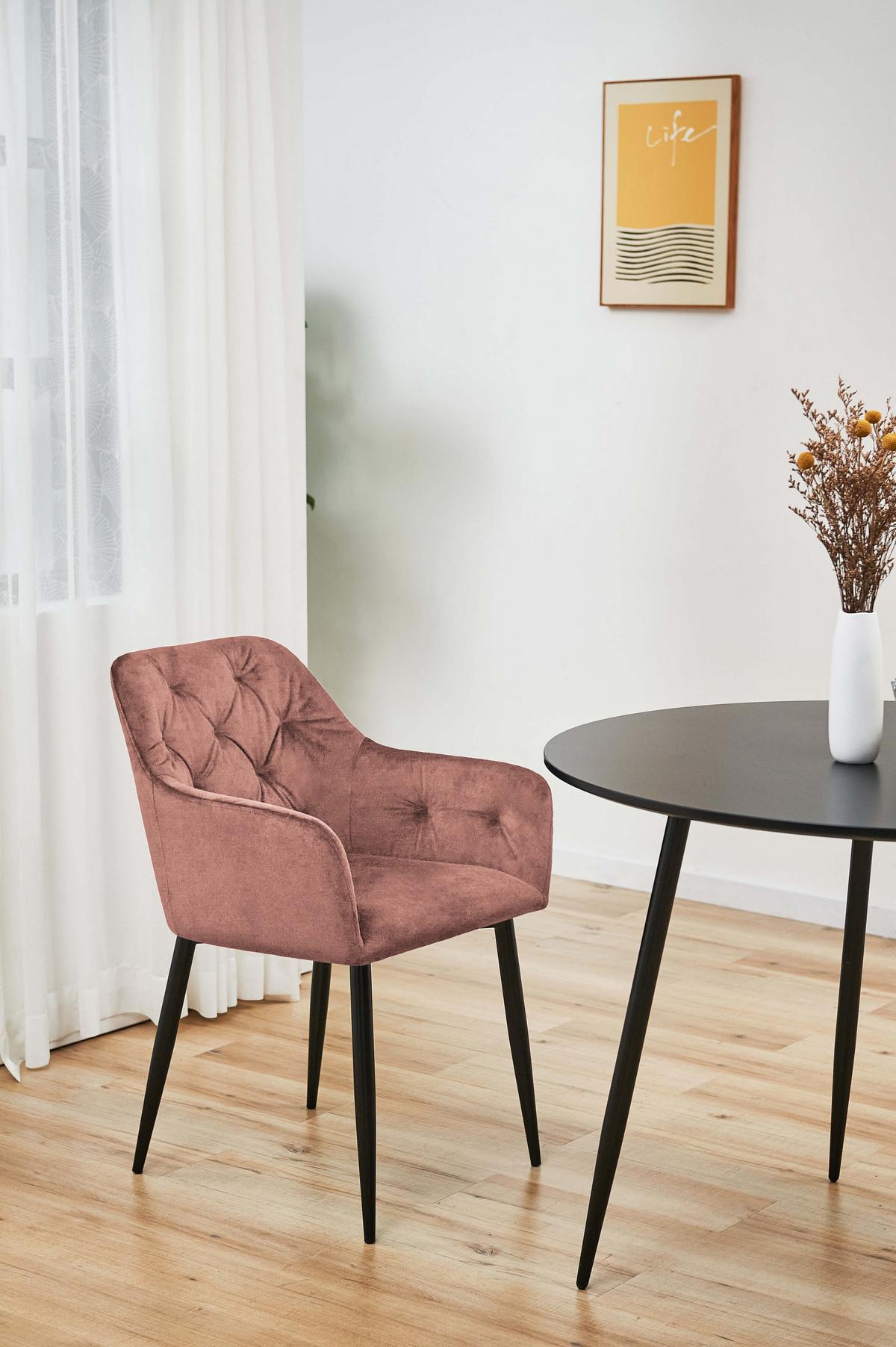 POLSTERSTUHL 2er Set, Metallbeine Rosa 55/81/58,5 - Rosa, Textil (55/81/59cm) - RAUMHIRSCH FURNITURE