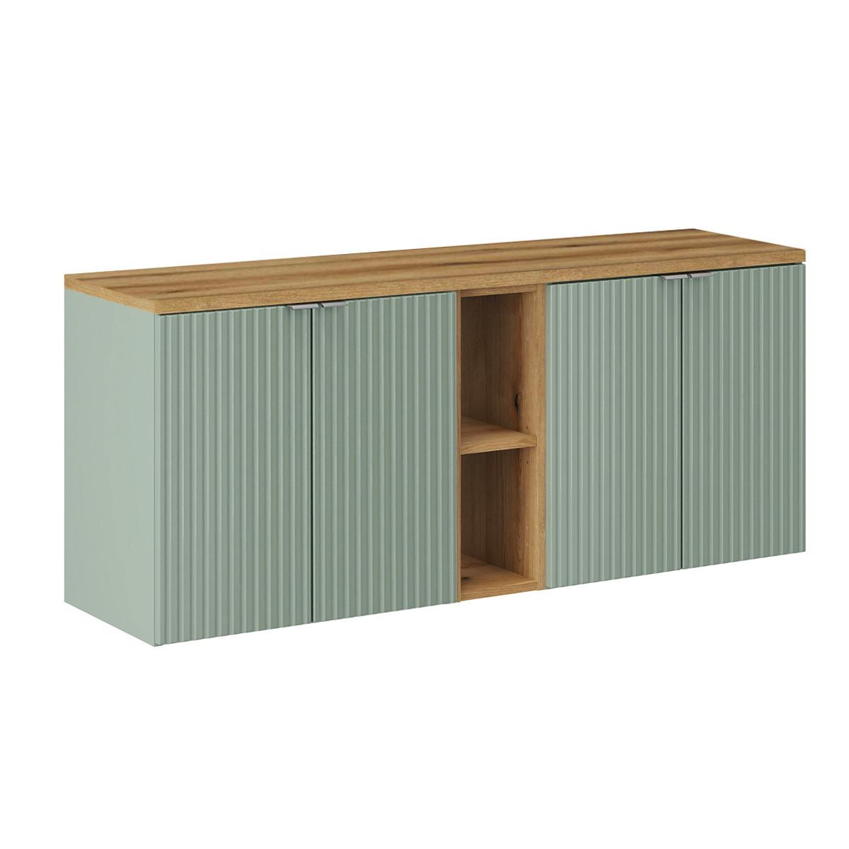 WASCHTISCHUNTERSCHRANK 140.4cm Jade Grün und Holz - Grün, Holzwerkstoff (140.4/59.5/40cm) - Petits-meubles