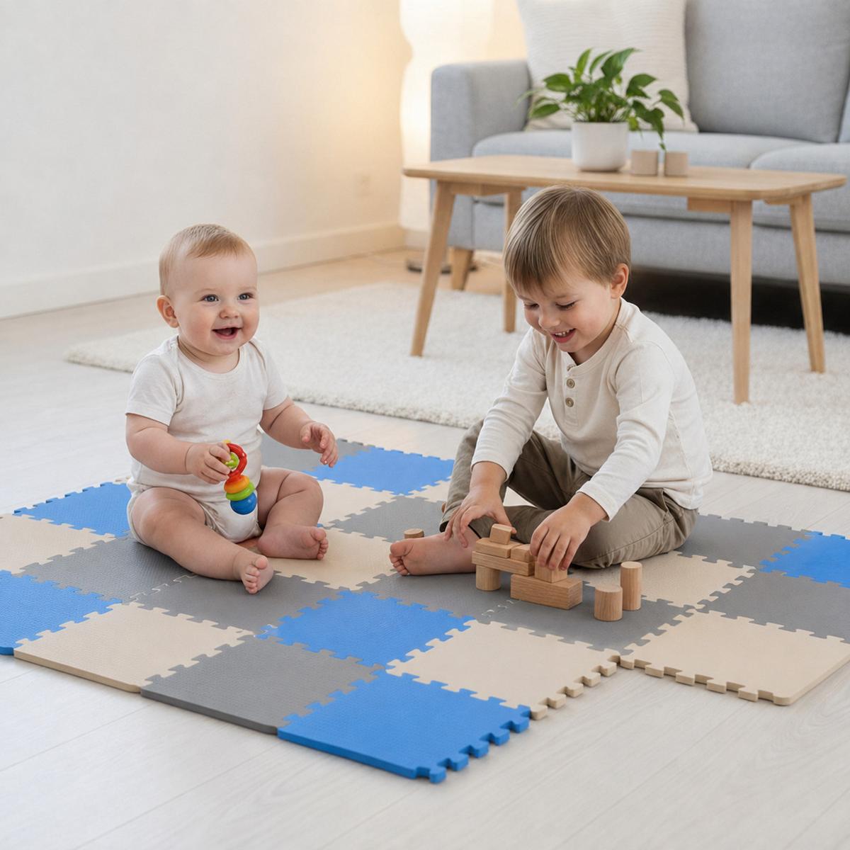 SPIELMATTE ab Null - 270/90 cm Puzzlematte Grau - Multicolor, Kunststoff (30/30cm) - Littletom