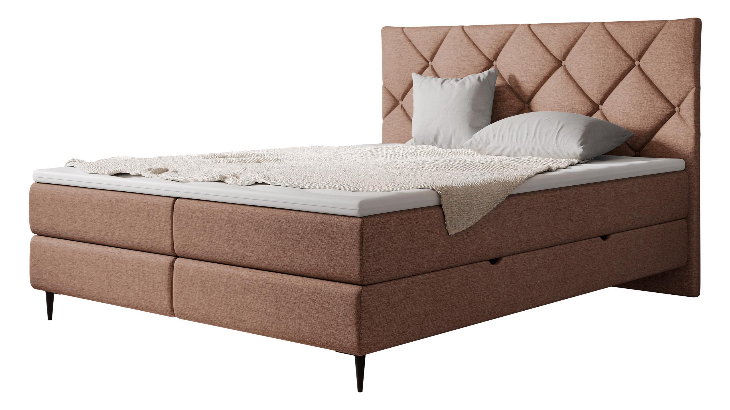 BOXBETT Letra - H3 - Hellrosa/Schwarz, Holz/Textil (180/200cm) - MIRJAN24