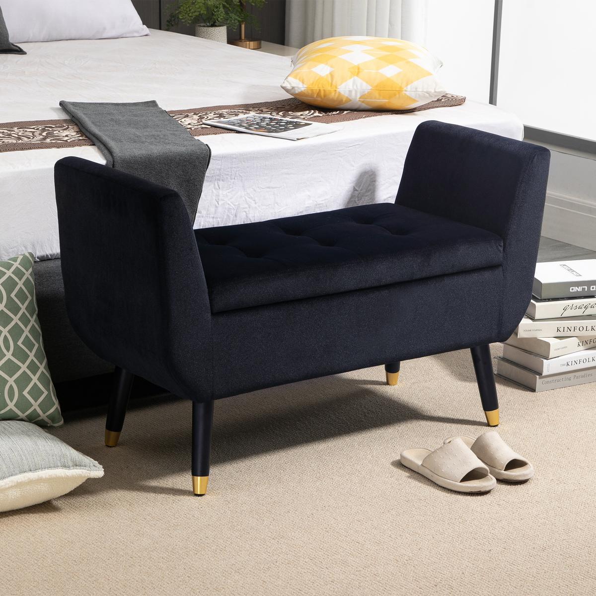 SITZBANK Polyester Schaumstoff Schwarz - Schwarz, Kunststoff (42/65/107cm) - HOMCOM