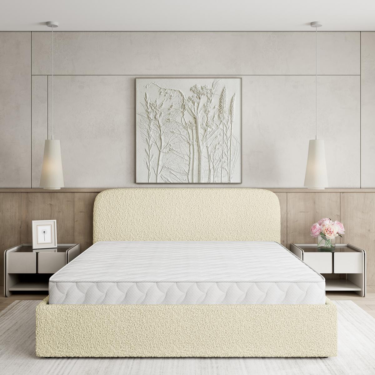 POLSTERBETT RENIVE Q 120x200 cm mit Bettkästen - Creme - Creme, Holz/Textil - MASSENO