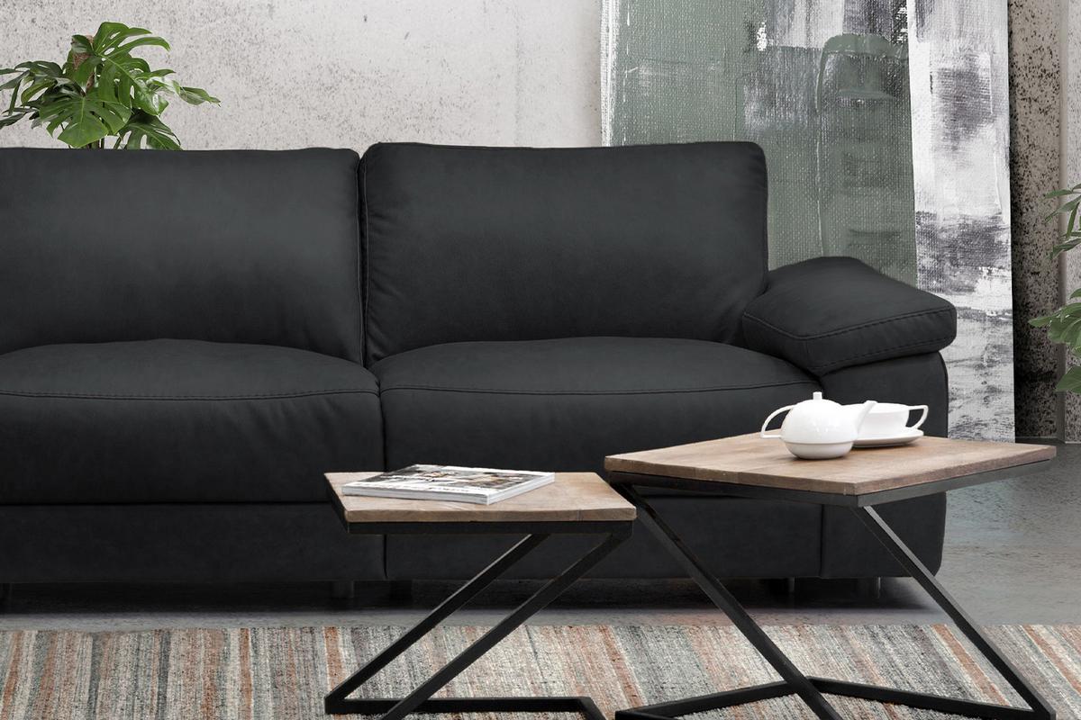 ECKSOFA XL MOTORISCHER RELAXFUNKTION LOLA Schwarz Leder Relaxfunktion - Schwarz, Leder (304/178cm) - KAWOLA