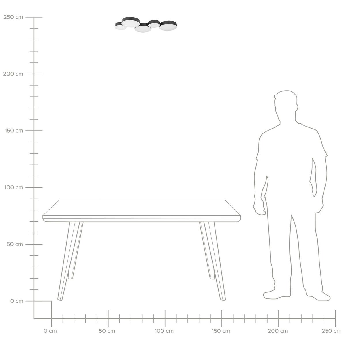 DECKENLEUCHTE Luga 20/54/3 cm - Schwarz, Metall (20/54/3cm) - Beliani