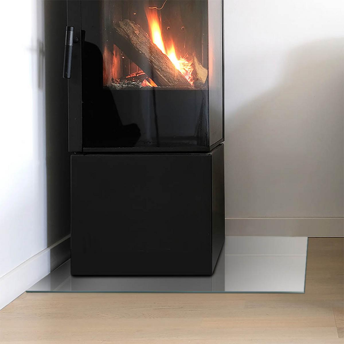 GLASPLATTE für Kamin 60x40 cm - Grau, Glas (60/40/0.4cm) - TULUP
