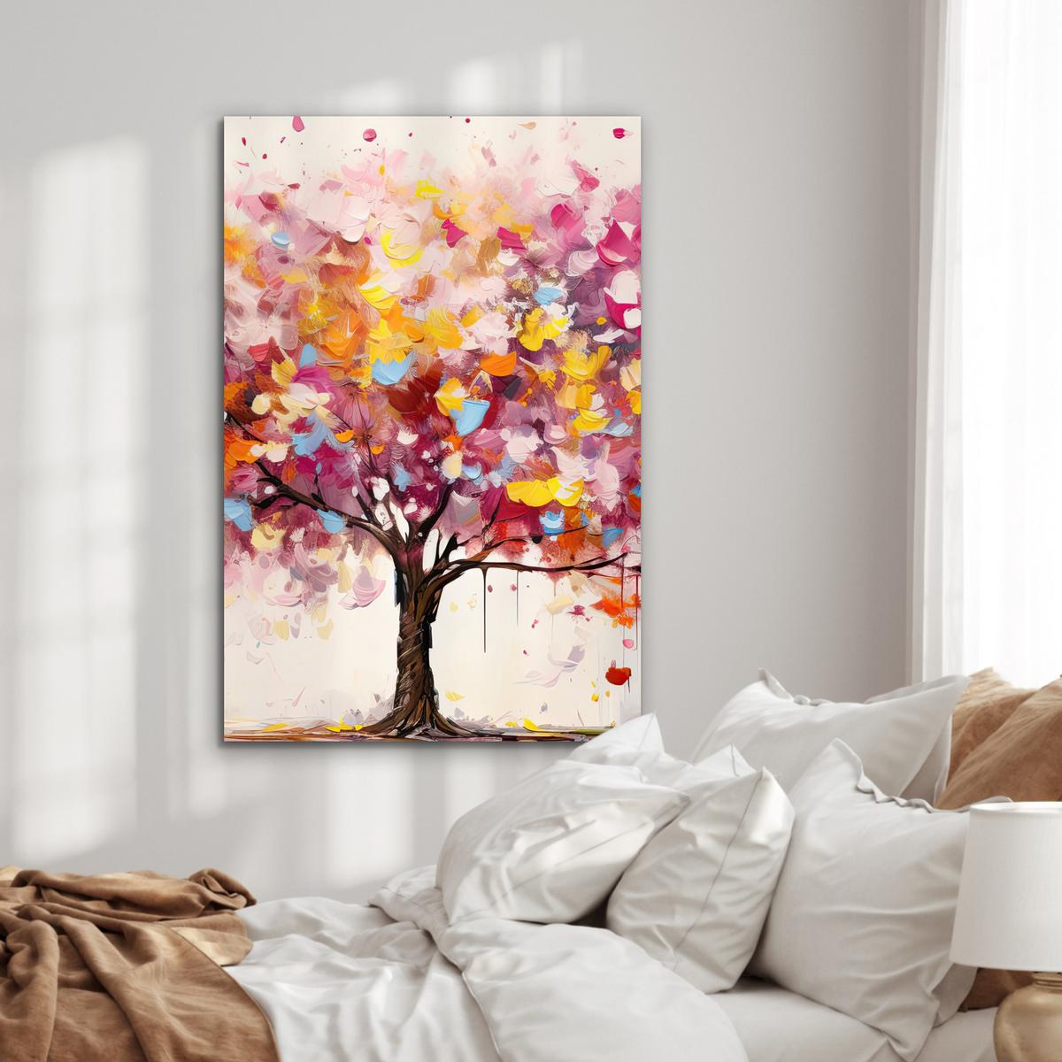 METALLBILD Aquarell - Baum - Kunst - Abstrakt 80x120 cm - Multicolor, Metall (80/120cm) - MuchoWow
