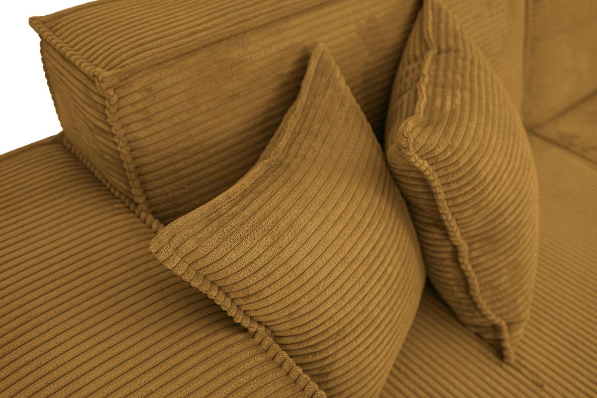 ECKSOFA Hana Loft 3-Sitzer Ecke Links, Cordstoff Chenille, Senf 241/80/168 cm - Gelb/Schwarz, Textil/Metall (241/168cm) - WFL GROUP