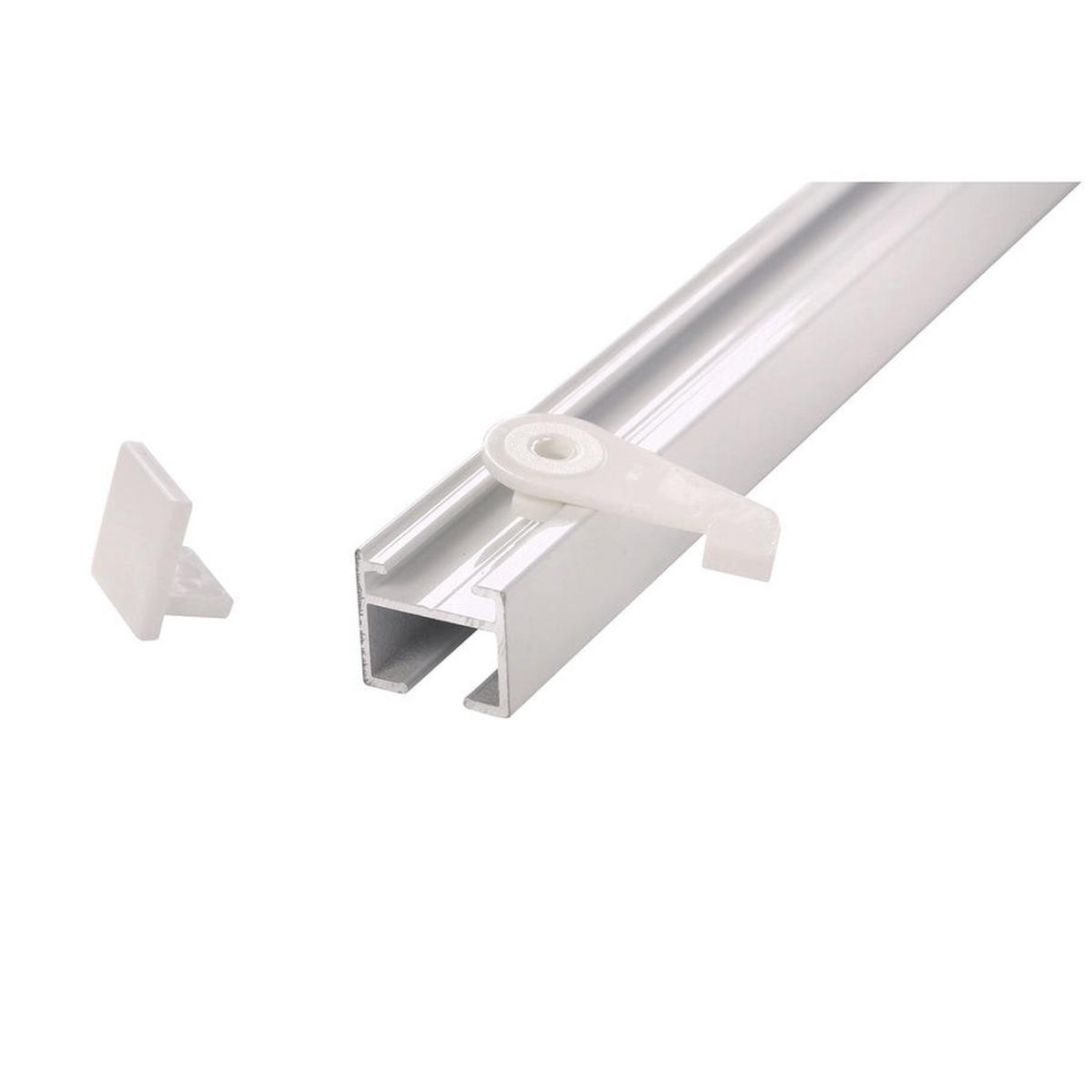 GARDINENSCHIENE auf Maß 1-lauf Deckenmontage Square 220cm - Weiß, Metall (220cm) - Deco-Raum