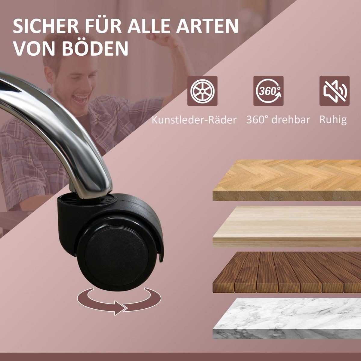 BÜROSTUHL mit Massagefunktion Polyester Stahl Rosa - Rosa, Metall (67/119/72cm) - Vinsetto