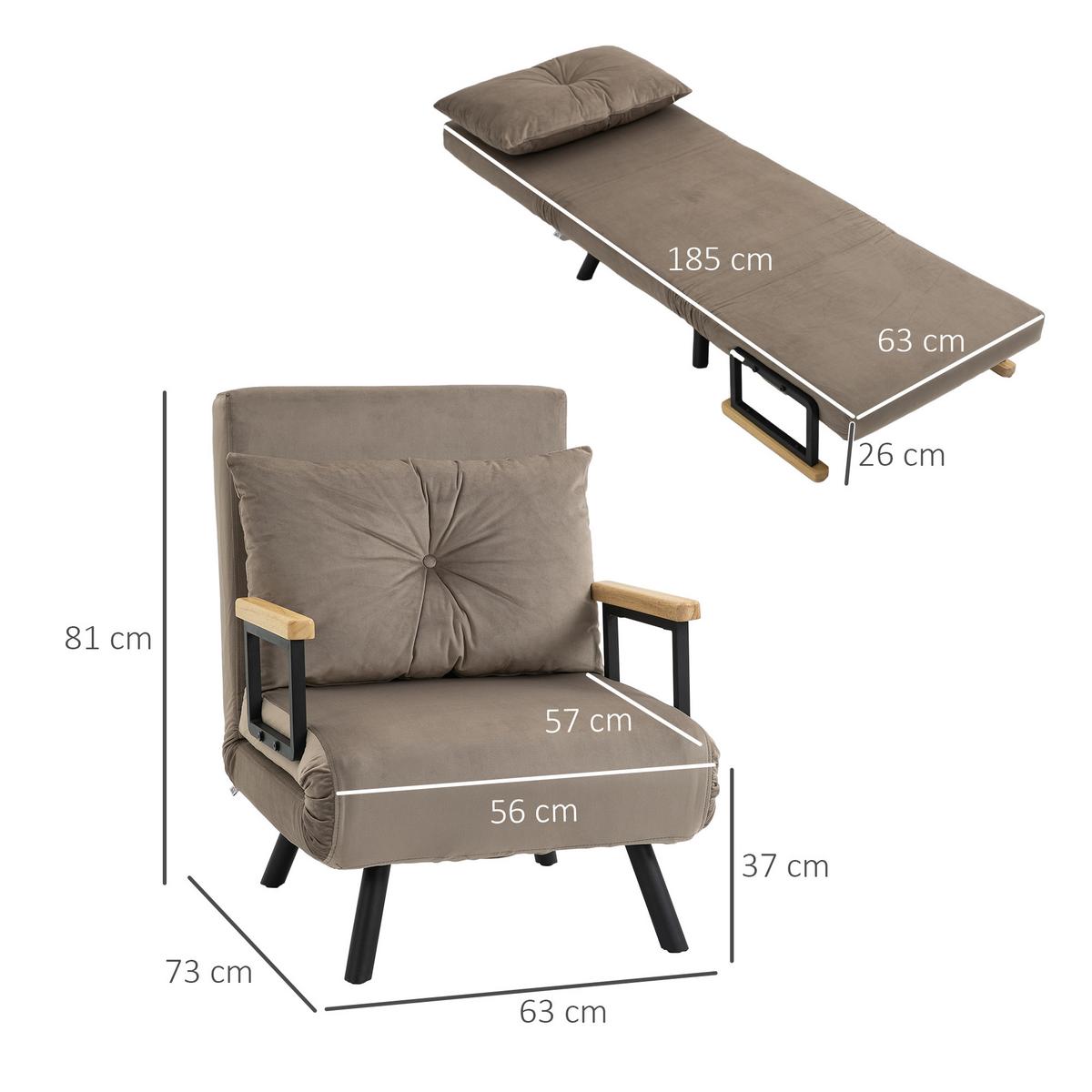 SCHLAFSESSEL - Hellbraun/Schwarz, Holz/Textil (73/81/63cm) - HOMCOM