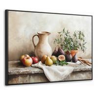 LEINWAND Bilder mit Rahmen - Obst - Kräuter - Ländlich - 100x70 - Naturfarben, Textil (100/70cm) - MuchoWow