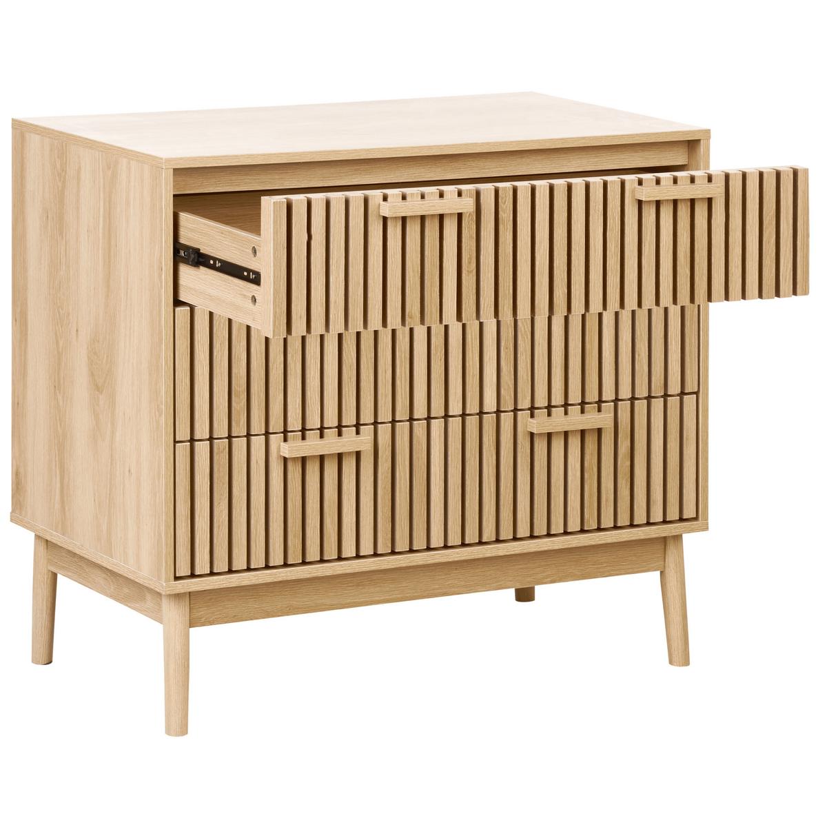 KOMMODE mit 3 Schubladen Hellbraun Lynwood - Braun, Holzwerkstoff (90/79/49cm) - Beliani