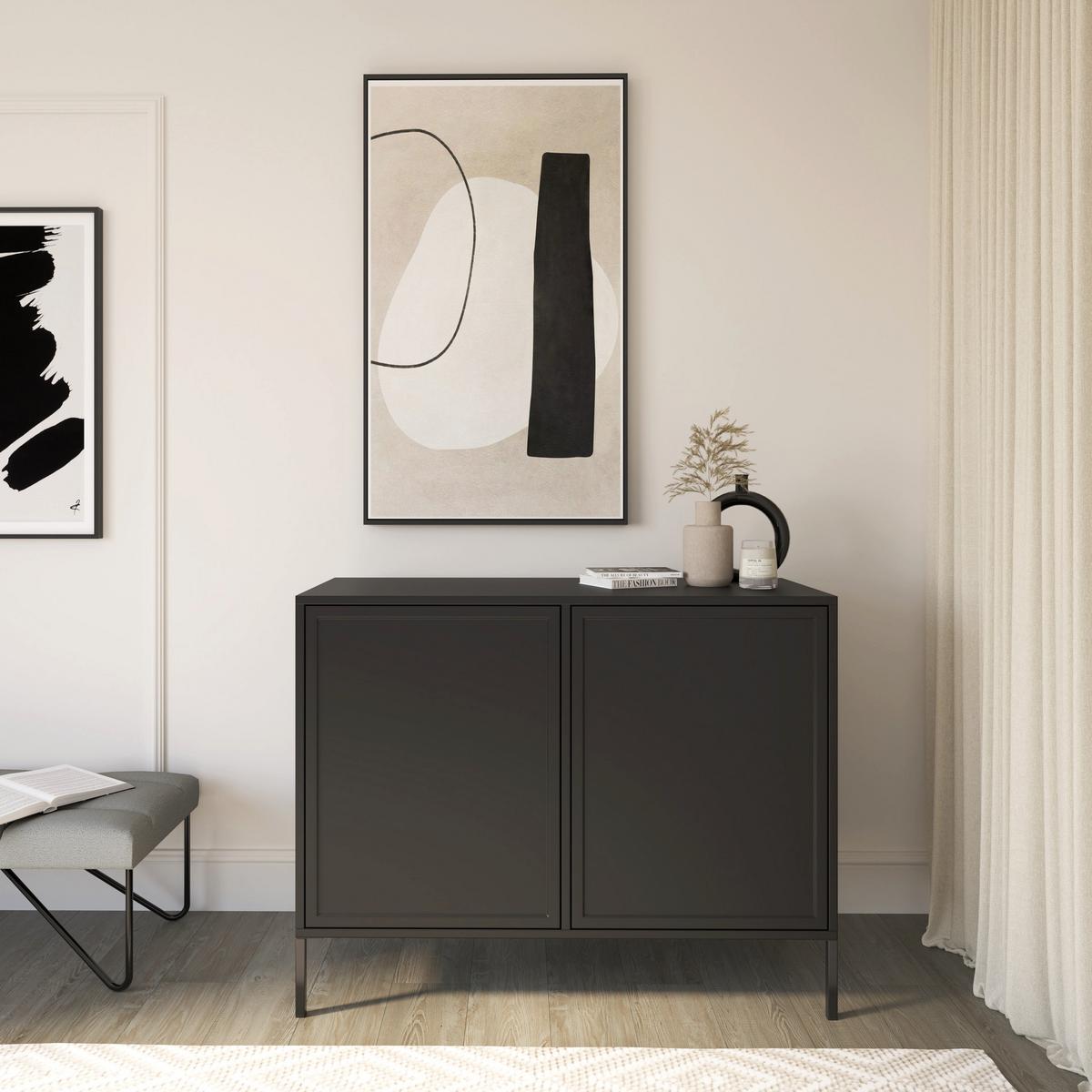 SIDEBOARD Velveto Schwarz 100 cm - Schwarz, Holzwerkstoff/Metall (100/86/40cm) - Selsey