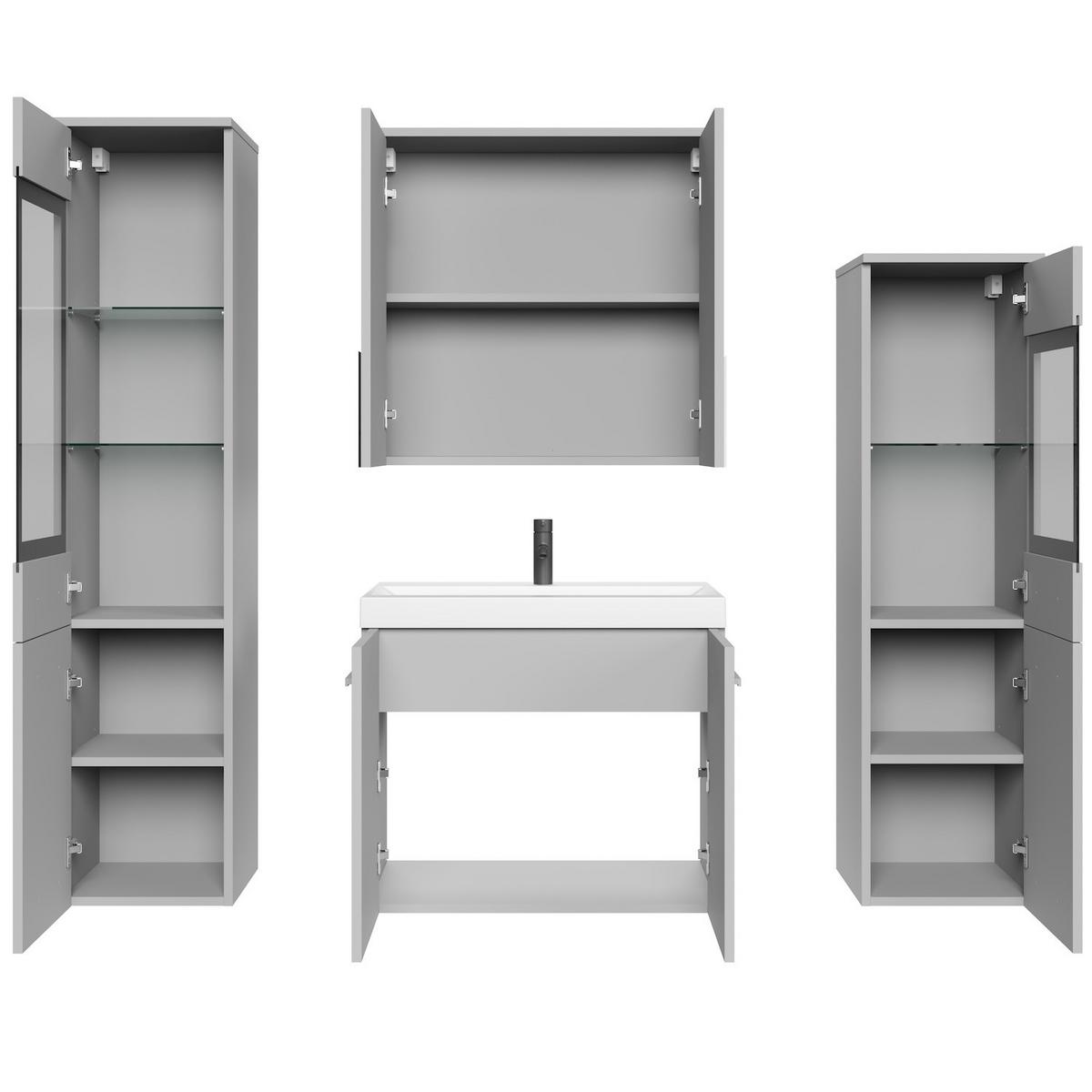 BADMÖBEL-SET Mirano 5 Teile Grau Matt - 60 x 35 x 51 cm - Grau, Holz (60/47/35cm) - Badplaats