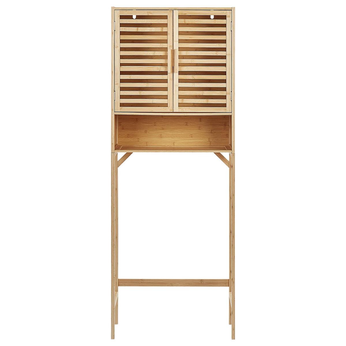 WASCHMASCHINEN-ÜBERBAUSCHRANK Bambus Hellbraun Okarche - Hellbraun, Holz (63/167/25cm) - Beliani