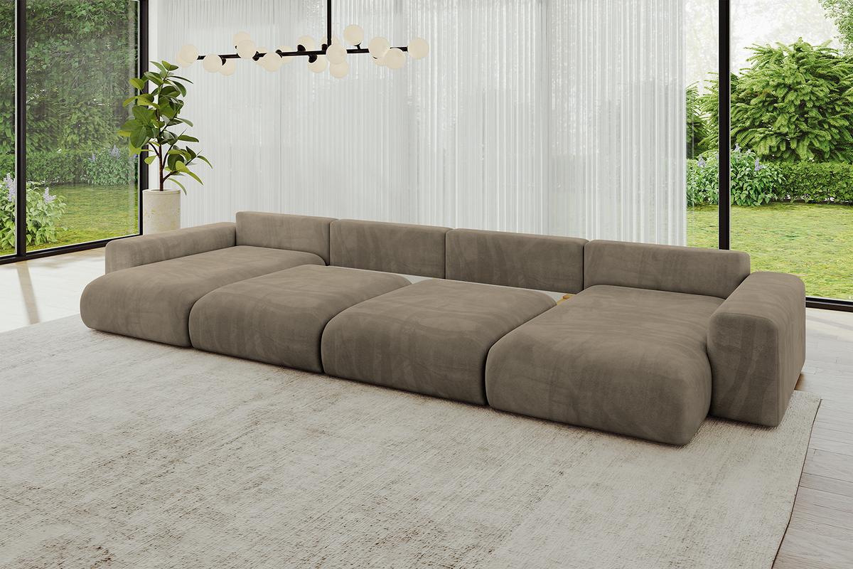 WOHNLANDSCHAFT mit Schlaffunktion ESKAR-U2-464x176x72cm Braun - Braun, Holzwerkstoff/Kunststoff (176/72/464cm) - ALTDECOR